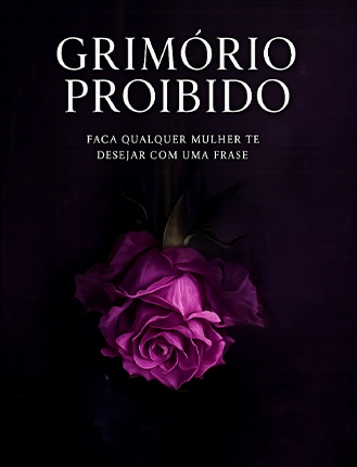 PROMPT: Dark purple book cover 'GRIMORIO PROHIBIDO – Haz que cualquier mujer te desee con una frase', serif white title, a single purple rose hanging upside down, dark mystical texture, 3:4 Grimorio Prohibido